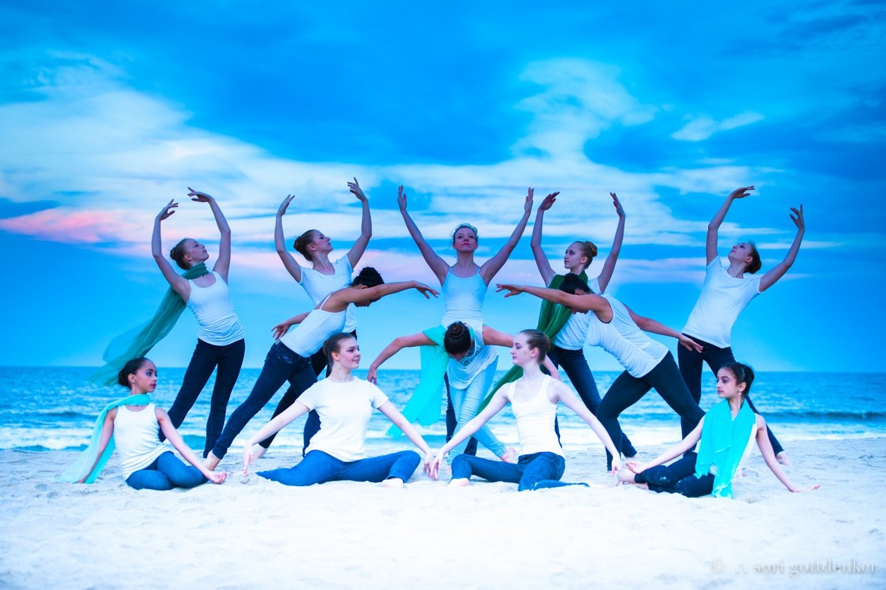 Photo by in house photographer Sori Gottdenker of our dance studio students on the beach in Asbury Park, NJ